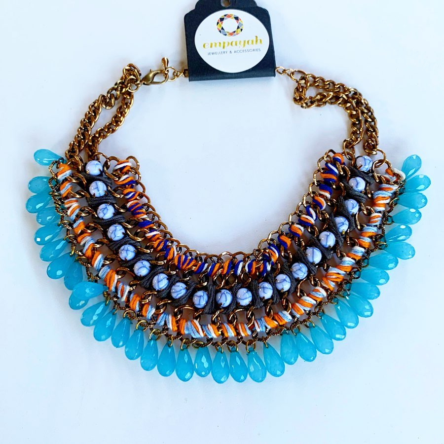 Vidya Woven Gem Necklace Shop Online Empayah Jewellery Brisbane Aus