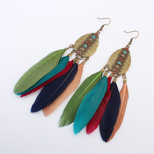 Aztec feather earring multicolour - Empayah Jewellery