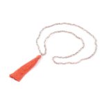 Hand knotted beaded tassel necklace
