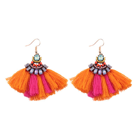 Fantastic fringed earrings orange pink - Empayah Jewellery