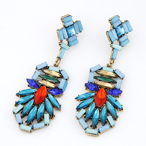 Blue green spectacular gem earring- Shop Online Empayah Jewellery Bris