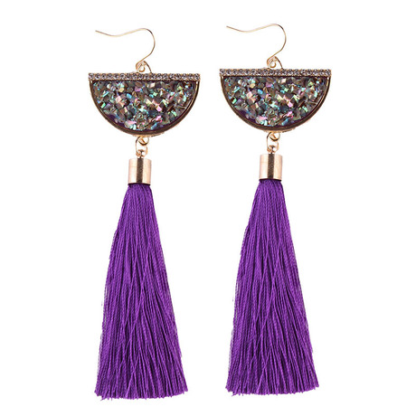 Spectacular tassel earring purple - Empayah Jewellery