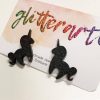 Handmade black glitter unicorn stud earring