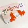 Handmade orange unicorn stud earring