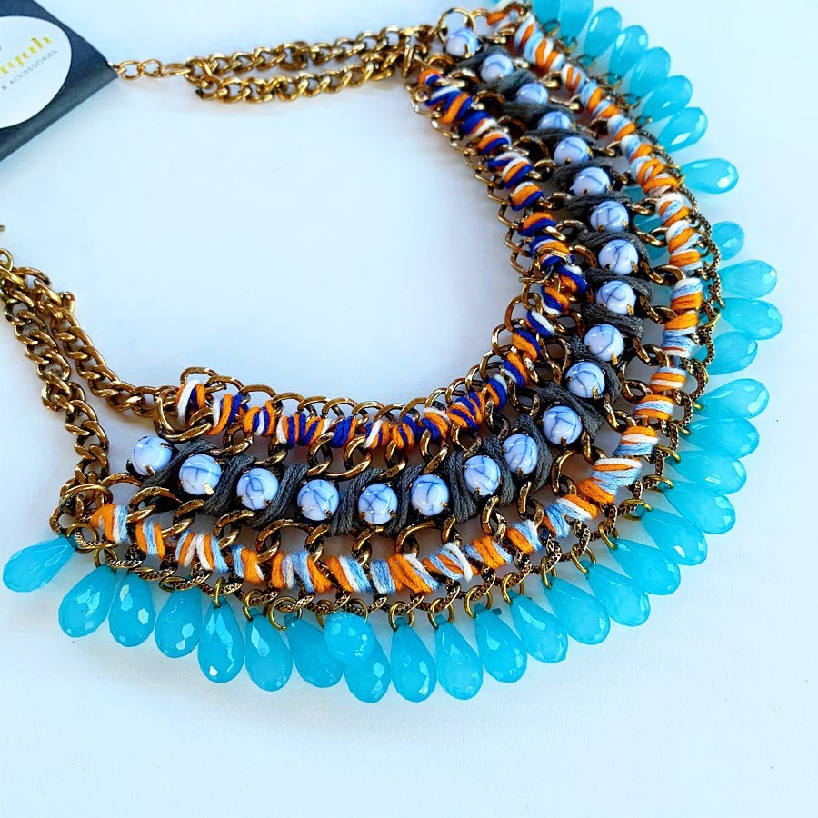 Vidya woven gem necklace- Shop Online Empayah Jewellery Brisbane Aus